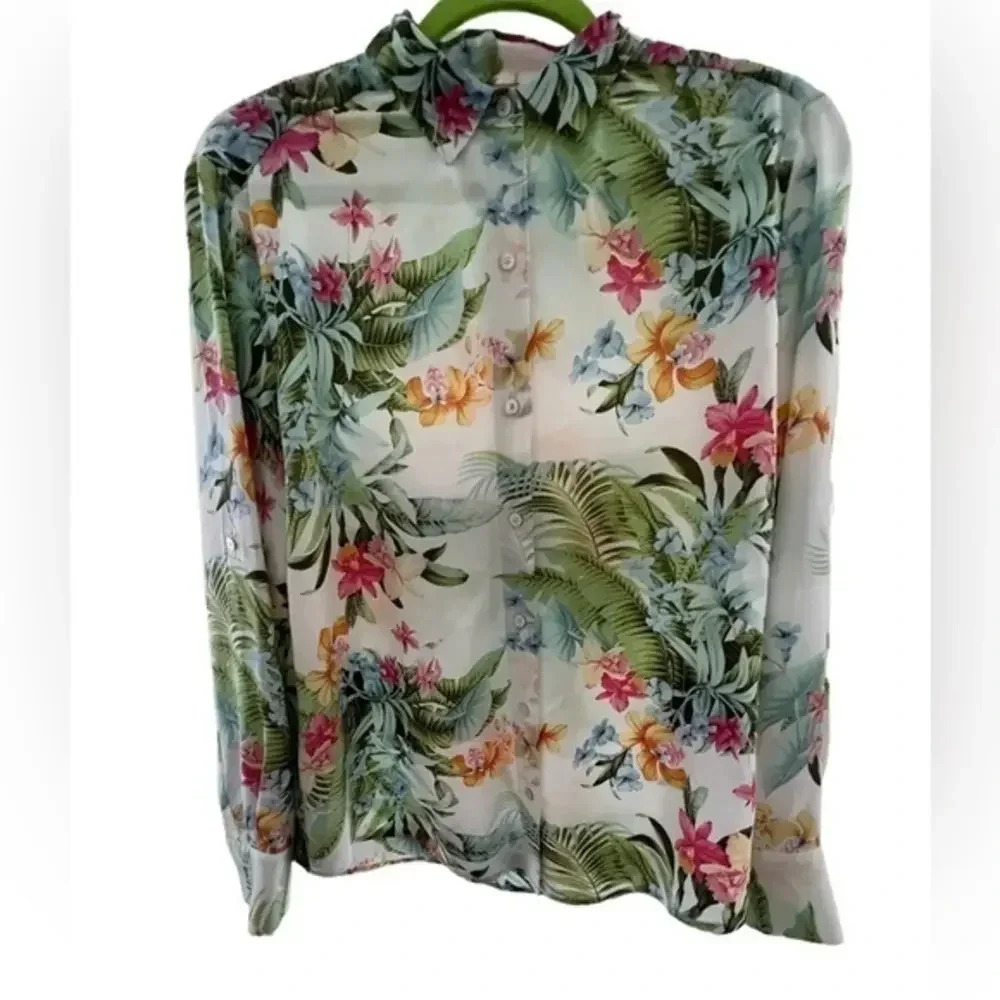 TOMMY Bahama Tropical Vacation‎ Cruise Silk Resort Wear Blouse Small Small
